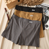 格子宽松阿罗裤 头休闲裤 男士 新款 内裤 潮流纯棉柔软透气短裤 居家裤