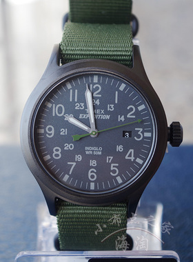 Timex天美时运动男表Expedition  TW4B04700绿色尼龙指针石英男表