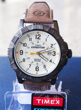Timex 天美时 新款男士石英手表指针表盘配棕色皮革表带T49990
