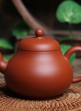 宜兴正宗紫砂壶 经典回流孟臣老壶 原矿小煤窑朱泥思亭壶 135cc