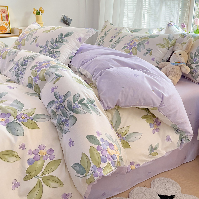 简约花卉纯棉被套单件