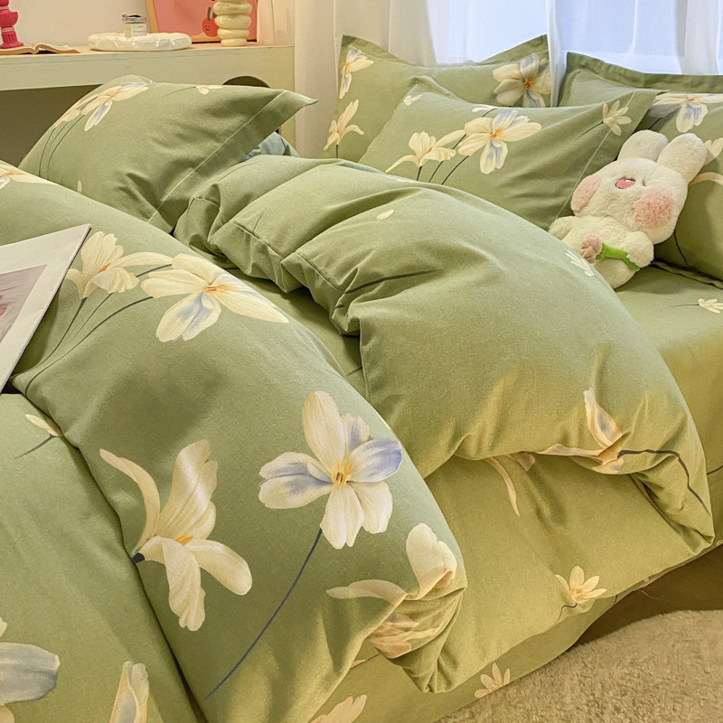 北欧纯棉磨毛被套单件秋冬加厚全棉被罩简约花卉双人被子套被芯套