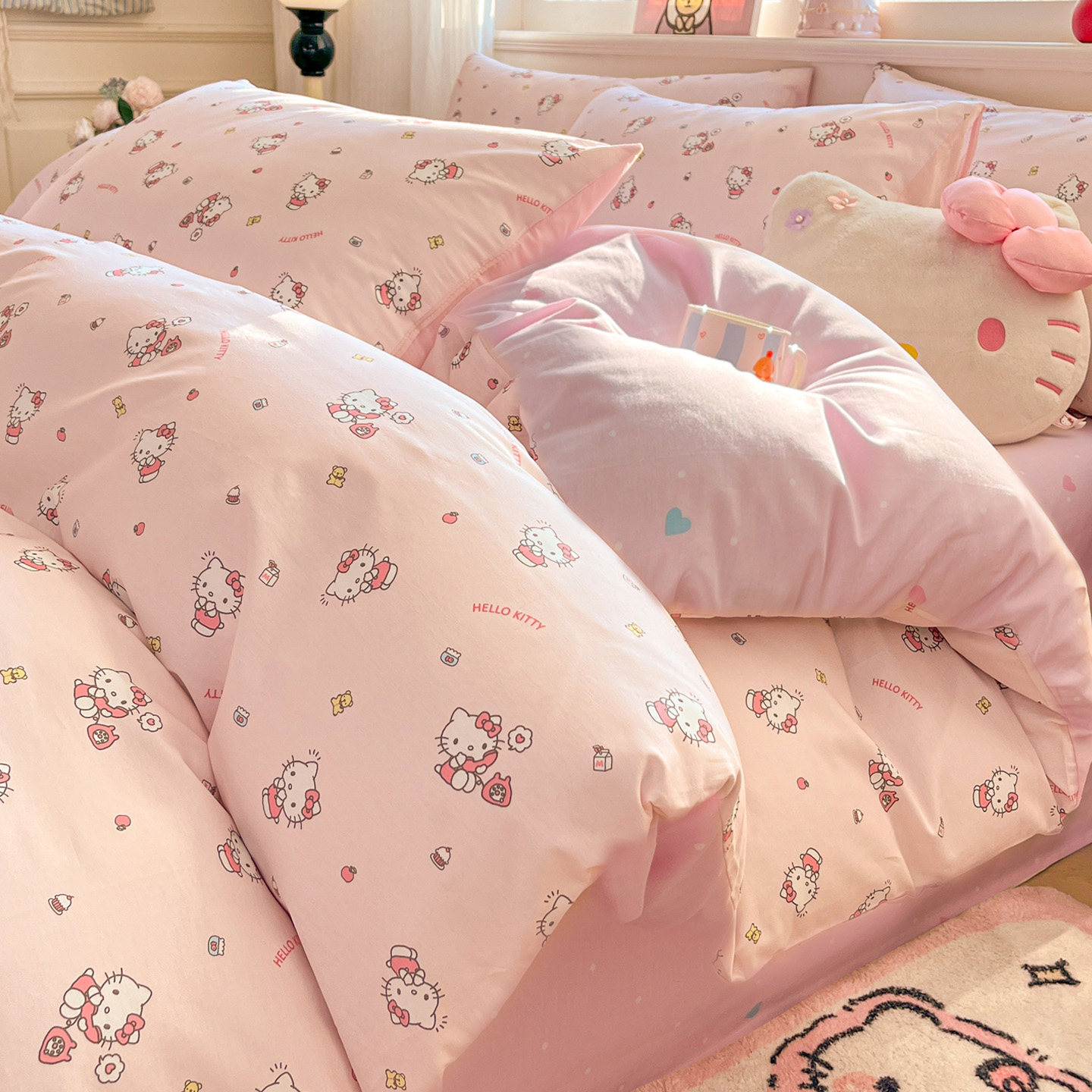 库洛米纯棉被套单件150x200x230儿童女孩100全棉床单床笠被罩床品