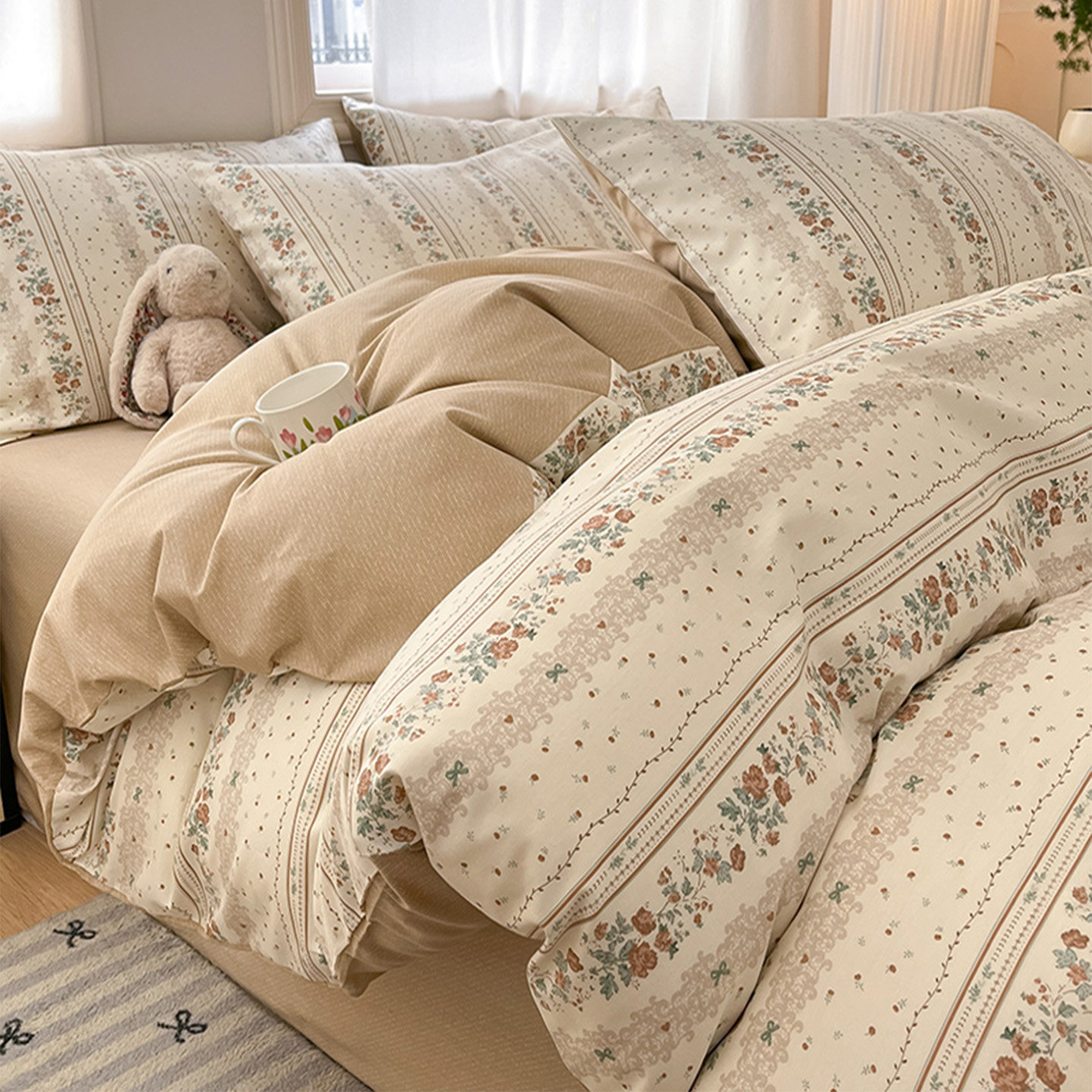 ins小碎花全棉床上四件套床单被套被单学生宿舍三件套100纯棉床品