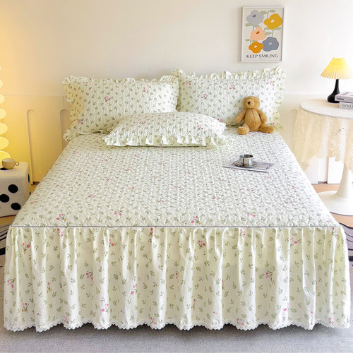 纯棉床笠式床裙单件全棉夹棉床罩