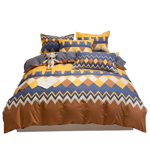 加厚纯棉磨毛床上四件套秋冬北欧全棉被套床单床笠款床品三件套4