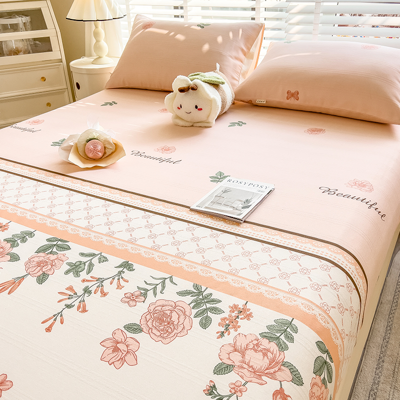 纯棉老粗布床笠单件防滑床罩