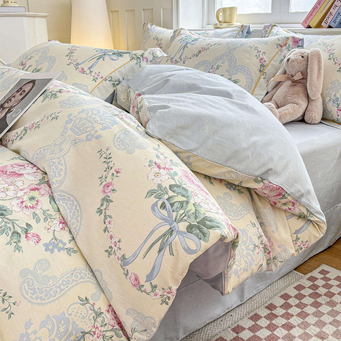 小清新纯棉被套被罩床上四件套