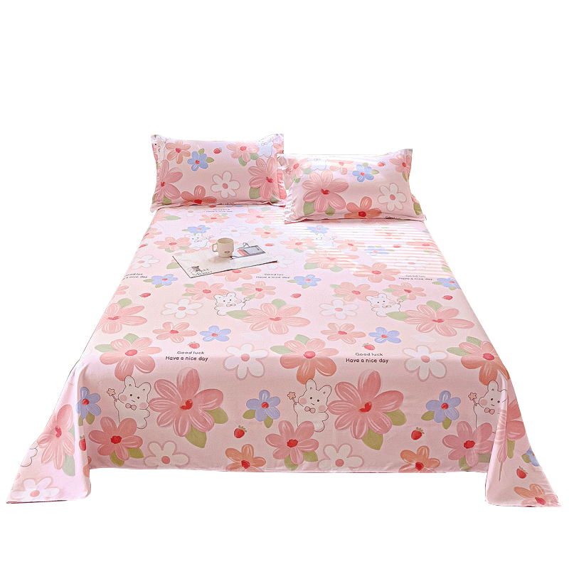花梦小兔纯棉床单单件100全棉儿童被单人学生宿舍1.5米床2三件套