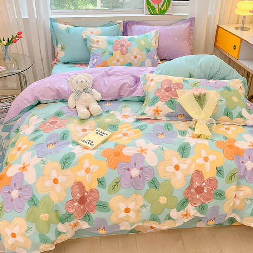 简约花卉纯棉斜纹被套单件