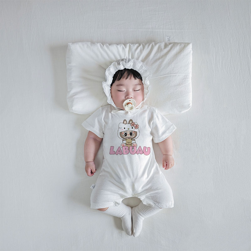 婴儿衣服夏季新款卡通短袖平爬男女宝宝爬服纯棉拉布布连体衣薄款