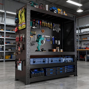 重型货架仓库置物架多层收纳架带洞洞板侧面五金工具架放置储物架