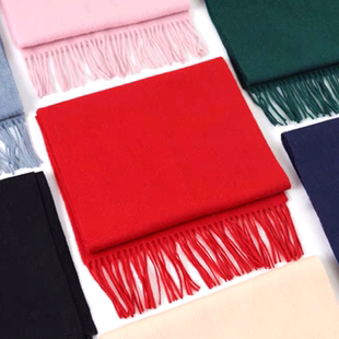 鄂尔多斯市大红羊绒围巾中国红羊毛围脖秋冬季男女加厚保暖纯羊绒