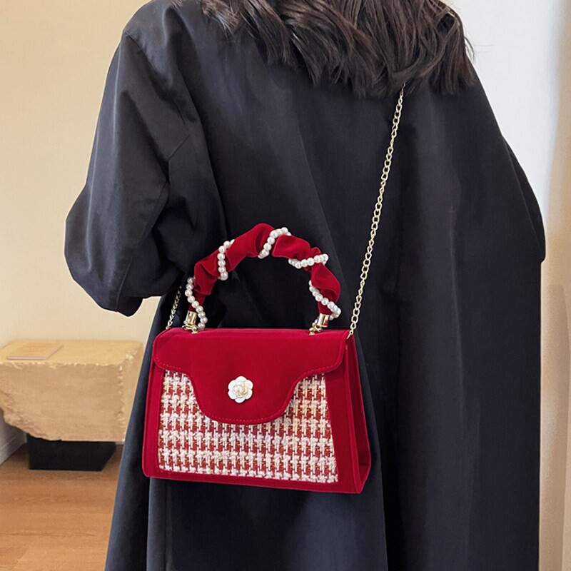 红色包包新娘结婚女2026新款送妈妈包生日礼物手提包婚包茶花斜挎