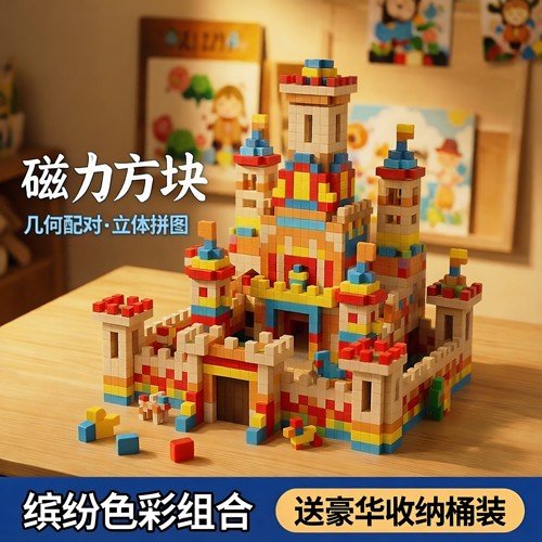 磁力方块磁铁吸积木几何配对立体拼图益智磁性拼装玩具儿童男女孩