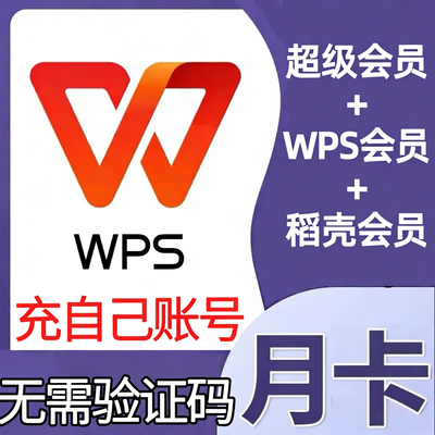 【充自己号】WPS超级会员月卡1个月季度一年充值wps普通稻壳直充