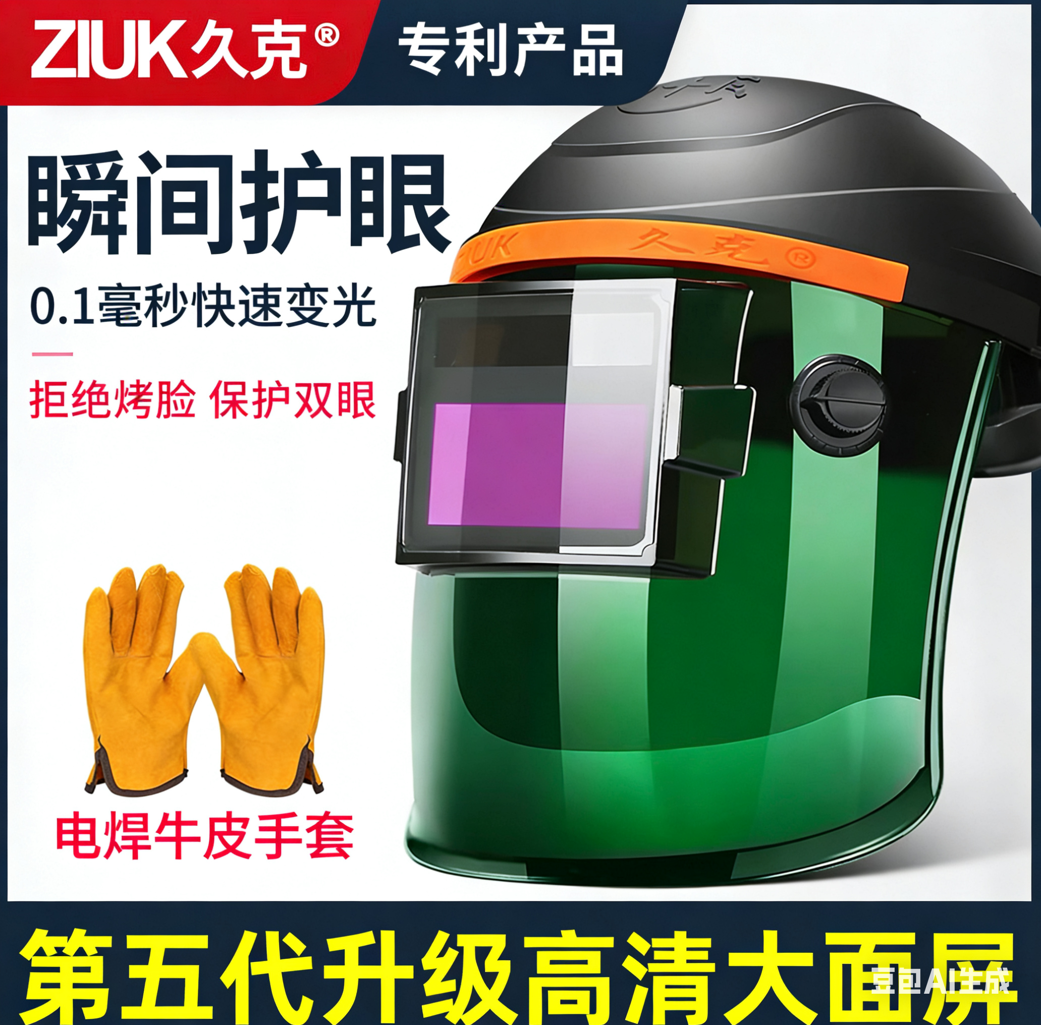 电焊面罩自动变光焊工帽子全防护头戴式防护罩氩弧焊电焊眼镜护脸