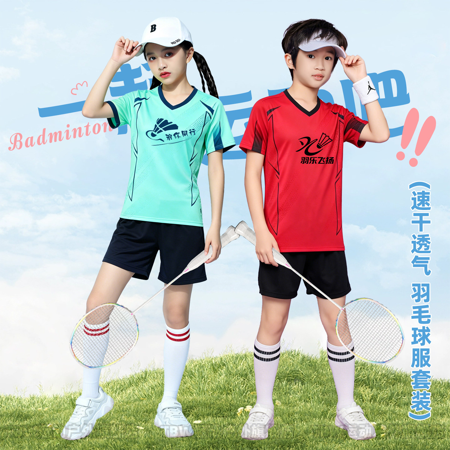 儿童羽毛球服套装男童中大童乒乓球服文化衫定制短袖训练跑步服夏
