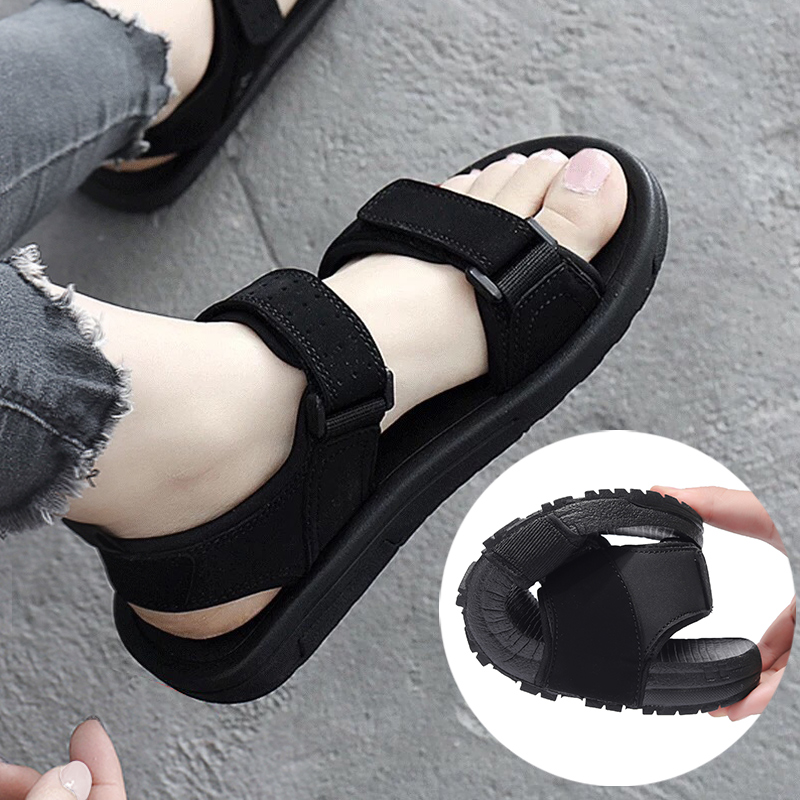 新款休闲运动软底黑色沙滩鞋