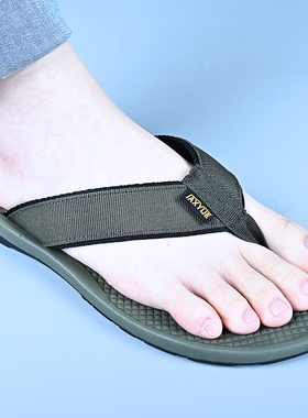 越南进口军绿色拖鞋男士简约人字防滑耐磨海边防臭休闲运动沙滩鞋