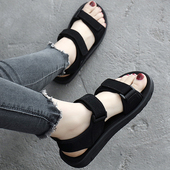 休闲沙滩鞋 越南凉鞋 防滑黑色胖宽脚 平底学生百搭夏季 新款 女款 大码