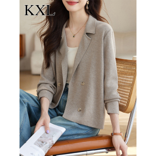 开衫 2025新款 领短外套女超好看洋气漂亮针织衫 宽松休闲西装 春秋季