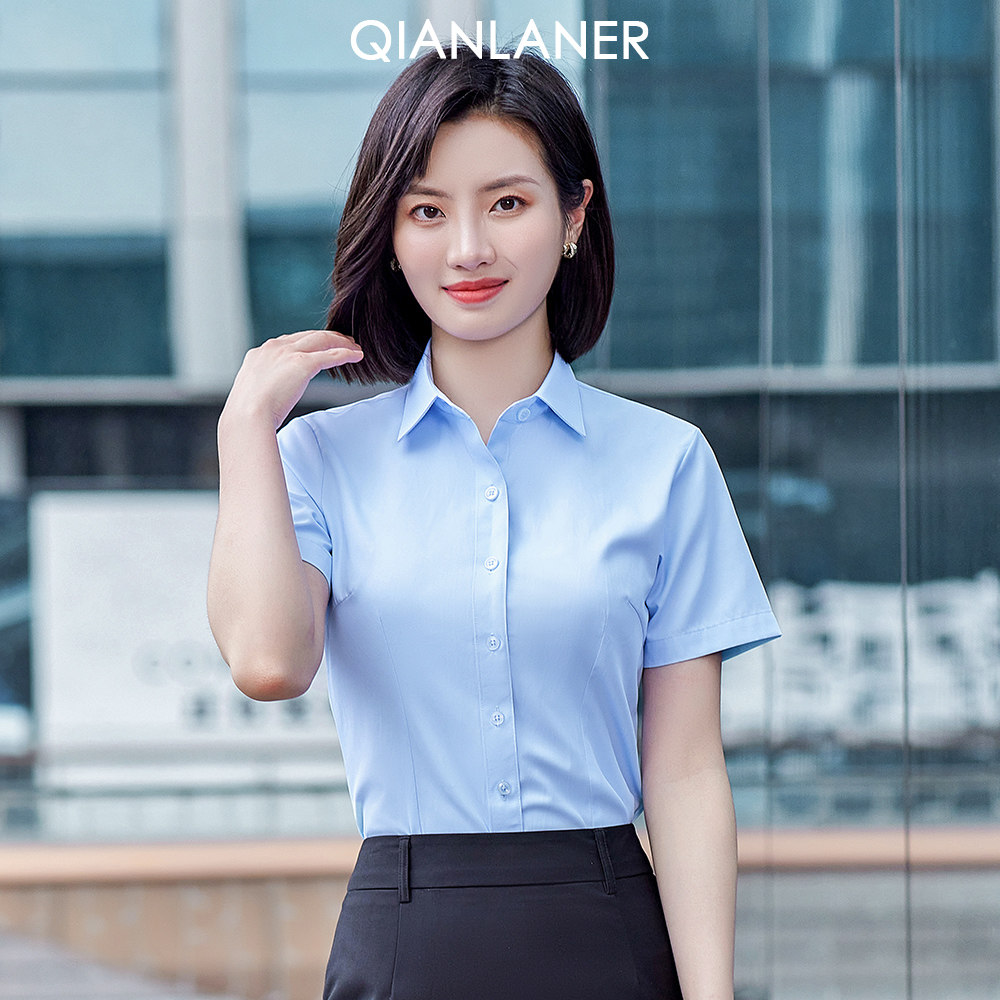 白色衬衫女短袖外穿职业正装女士工作服夏季2023新款衬衣百搭上衣