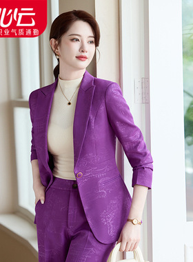 2024新款韩版女士长袖职业西服正式西裤套装面试销售工作服20668