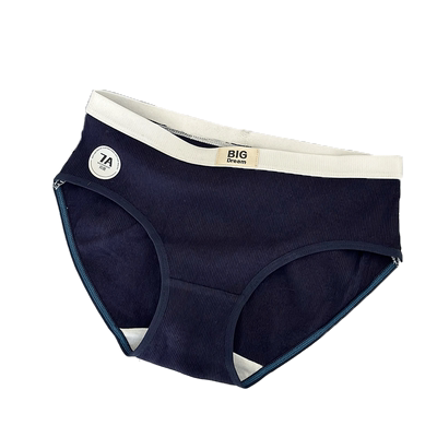 复古运动风撞色螺纹少女中腰内裤