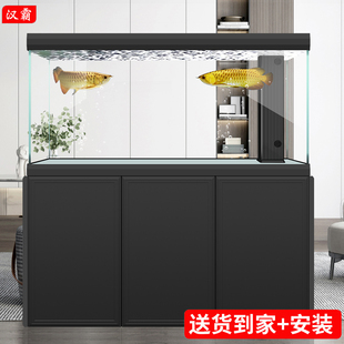 办公室龙鱼缸免换水 高端客厅大型水族箱 汉霸意式 轻奢超白鱼缸