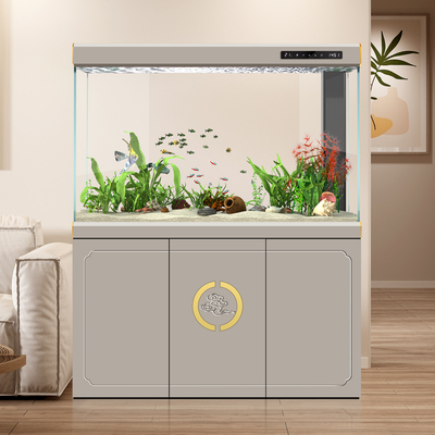 汉霸鱼缸客厅2025新款超白玻璃大型水族箱家用落地金龙鱼缸底滤