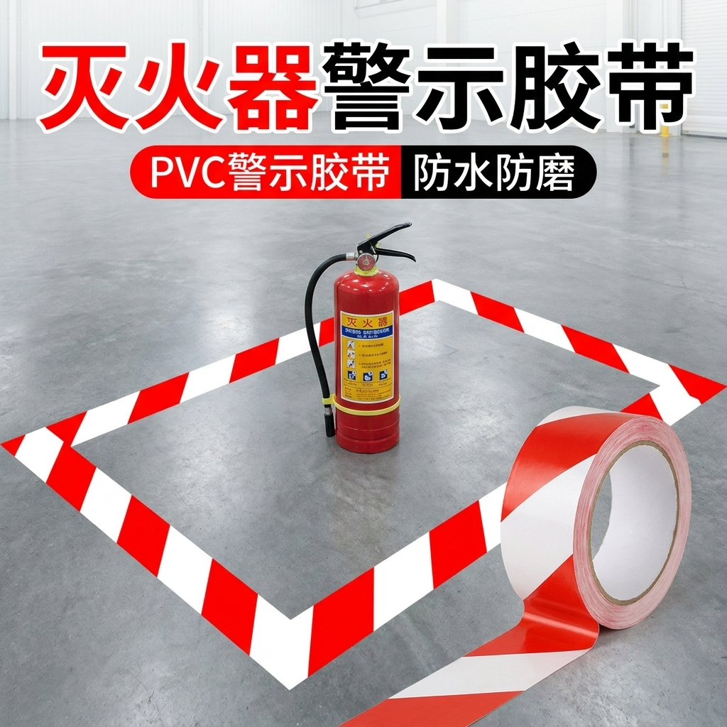 灭火器标识警示胶带红白色警戒线安全通道指示地标划线隔离地板胶