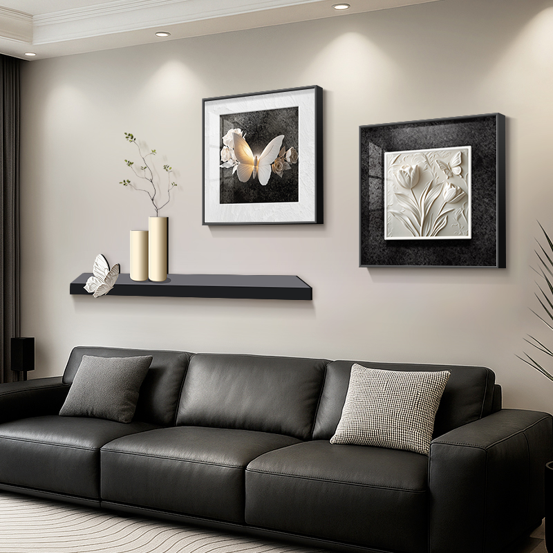 现代简约客厅沙发装饰画高级感抽象餐厅挂画蝴蝶绿植花卉床头壁画图片