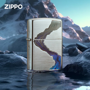 zippo打火机 拉丝镀银川流不息 官方正品zpoo 防风zppo煤油火机