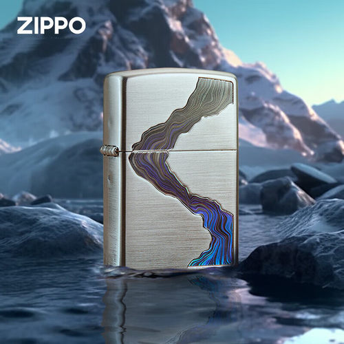 zippo镀银川流不息礼盒套装