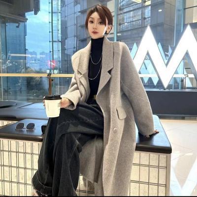 高端双面羊绒大衣女高级感2025新款秋冬季赫本风加厚羊毛呢子外套