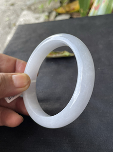 缅甸天然翡翠冰糯种手镯58.9 8.8有棉纹 13.5