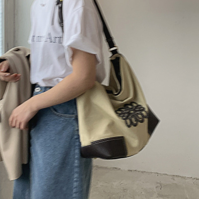 大容量复古百搭帆布水桶包