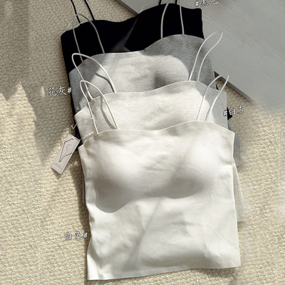 细肩带美背吊带自带胸垫显瘦背心