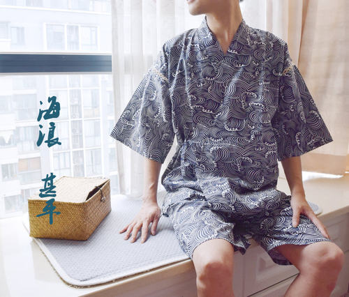 春夏甚平日式情侣海浪和服睡衣