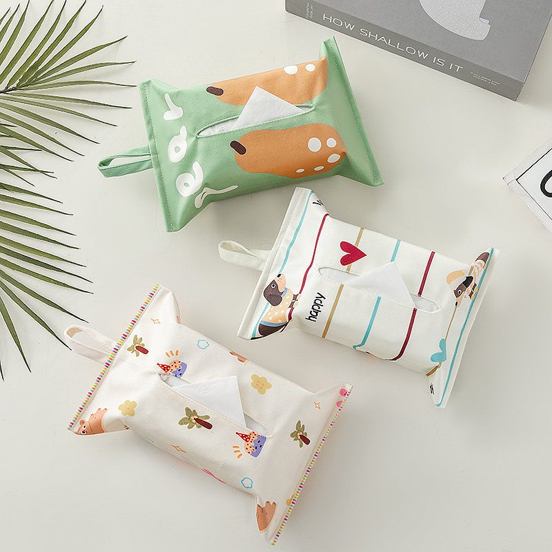 动物熊猫憨憨布艺车载纸巾袋