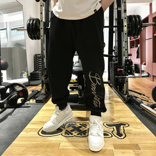 BXLT必须撸铁刺绣logo螺纹束脚卫裤长裤百搭休闲宽松男女同款