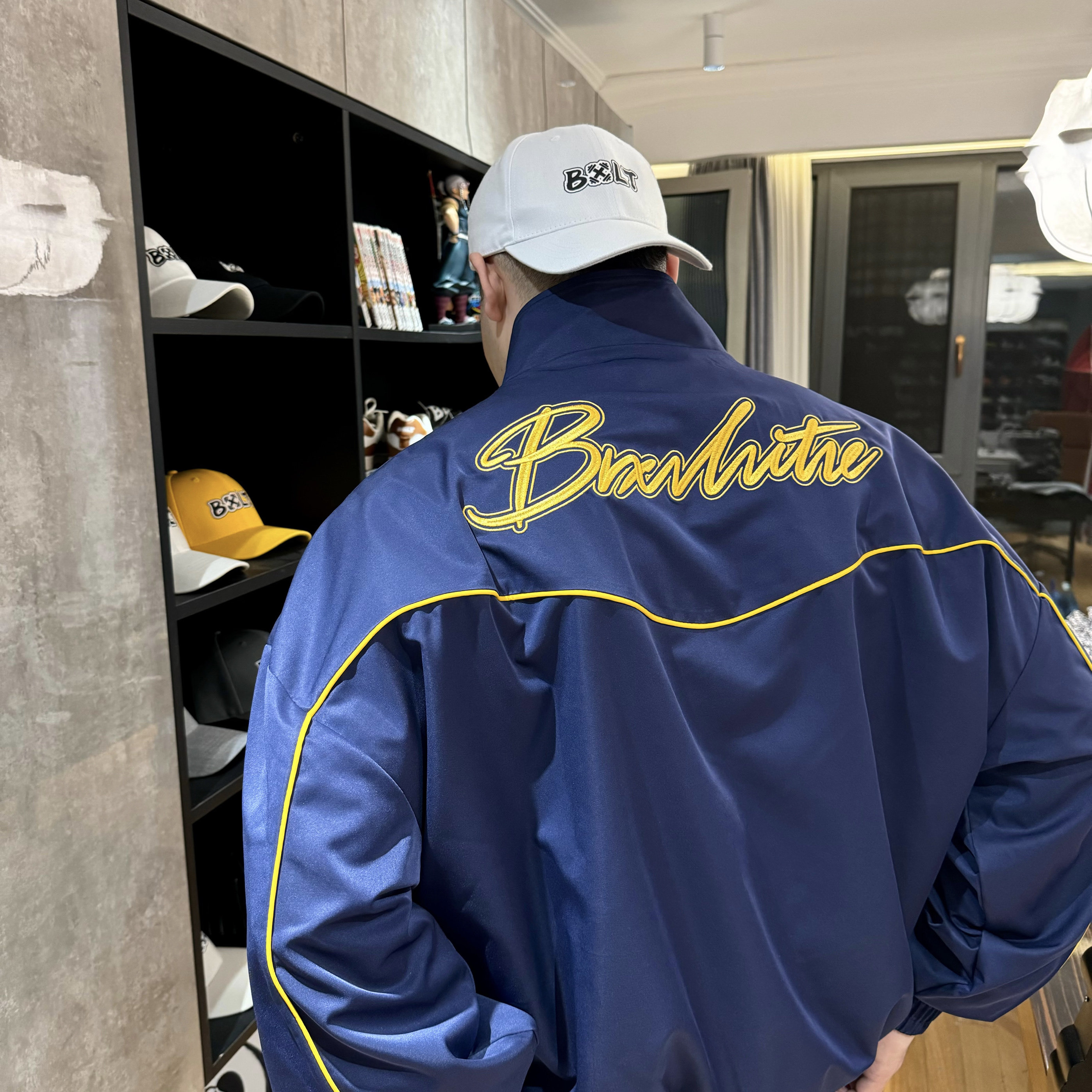 BXLT必须撸铁复古立领廓形美式反光刺绣春秋拉链夹克外套情侣