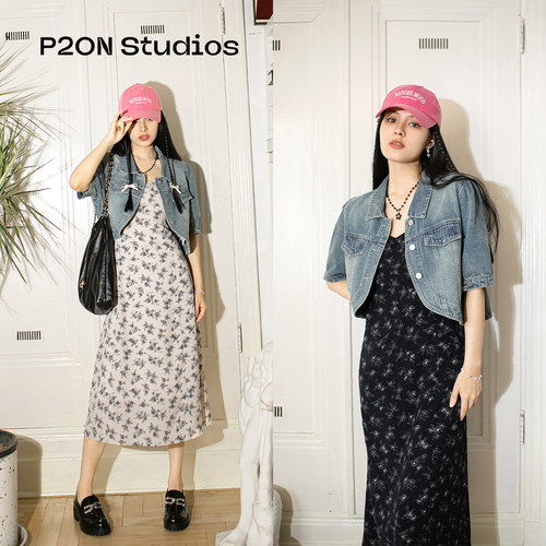 P2ON Studios 露背吊带连衣裙+牛仔上衣