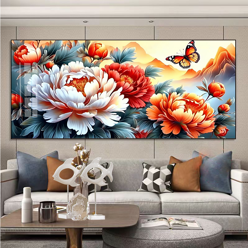 新款国色牡丹十字绣线绣自己绣客厅沙发背景墙牡丹花开钻石画手工