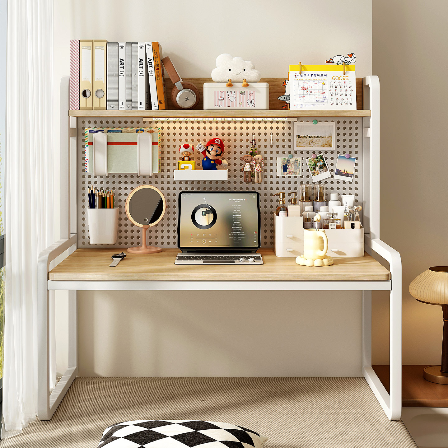 【洞洞板+书桌+书架】三合一