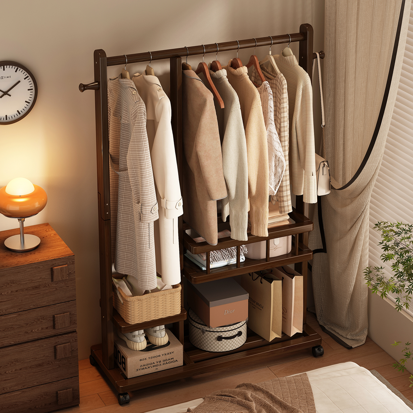 大承重衣帽架大容量加固耐用