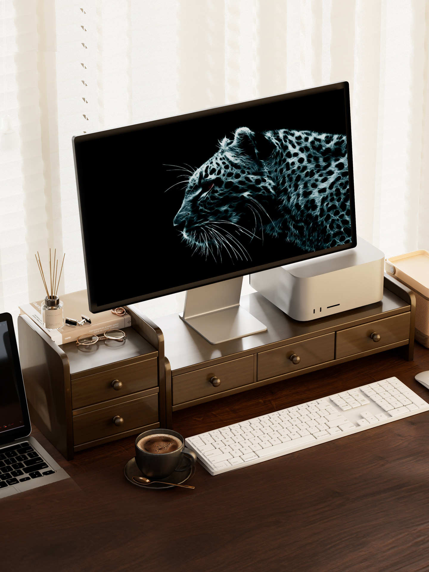 台式电脑增高架显示器托支架垫高底座办公室工位置物架桌面收纳盒