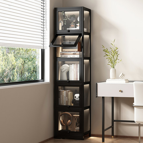 书架落地置物架一体靠墙家用防尘书柜墙边小窄柜书桌旁学生收纳架