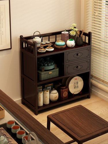 新中式茶室博古架茶柜置物架茶桌边小型茶叶架多宝阁茶壶茶具架子